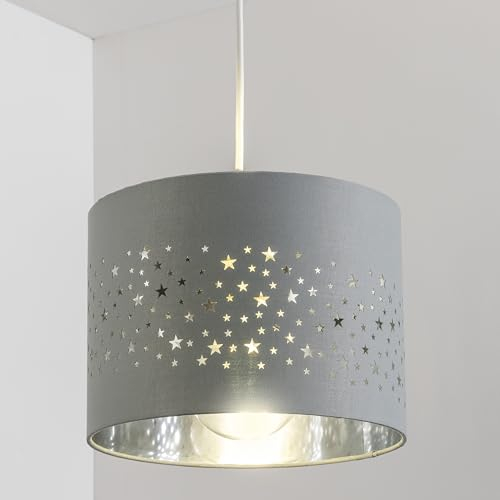 CGC Lighting Grauer runder Trommel-Stardust-Lampenschirm für Kinder, einfache Montage, Sternschnuppen