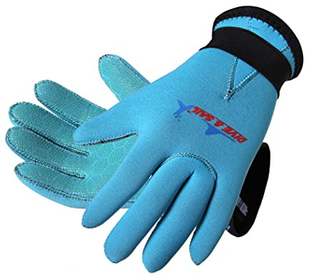 EXCEREY Children's Kids 3MM Surf Snorkeling Gloves Swimming Gloves Neoprene Skid-Proof Wetsuit Diving Gloves(Blue, M)