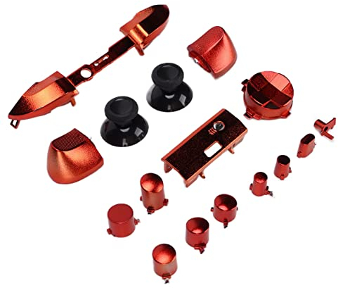 Full Button Set for Series, DPad Bumper Trigger Buttons Thumbsticks RT LT RB LB ABXY Buttons, Replacement Button Repair Kit for Series X & S(Electroplating red)