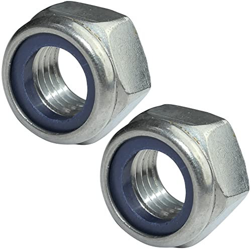 AERZETIX - C49576 - Set di 2 dadi esagonali di bloccaggio M16 Ø esterno 24mm - in acciaio inossidabile A2 - dadi autobloccanti con anello in nylon