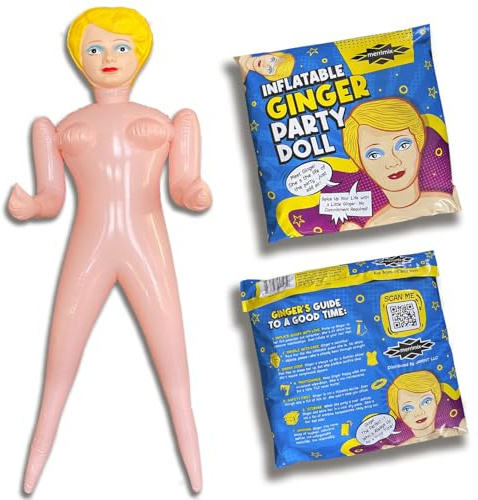 merrimix 149,9 cm Aufblasbare Blaspuppe, Gag Geschenke für Männer und Frauen, Junggesellenabschied, Gastgeschenke und Dekorationen, lustiges Überraschungsgeschenk für Erwachsene (Ingwer in Verpackung)