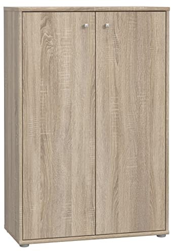 Newroom Kommode Sonoma Eiche Sideboard Modern - 73,7x111,1x34,8 cm (BxHxT) - Highboard Anrichte - [Albus.six] Büro Arbeitszimmer Wohnzimmer