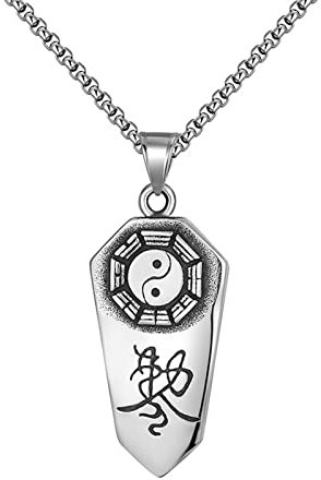 BCughia Men Necklace, Necklaces Stainless Steel Silver Box Lobster Claw Decree Design Friendship Jewelry for Teens for Men 49mm