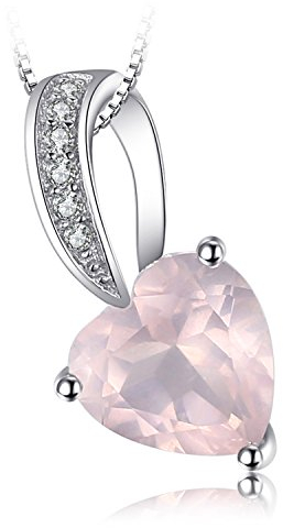 JewelryPalace Herz Liebe 1ct Echt Rosenquarz Kette Anhänger 45CM, Halskette Damen Silber 925 Collier Damen Ketten Edelstein Mädchen, Halsketten mit Rosa Quarz für Frauen Valentinstag