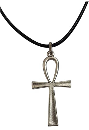 Ägyptisches Anch Anhänger mit Halskette - Handgefertigtes Juwel Versilbertes Metall - Kreuz Ankh H 2,5 cm