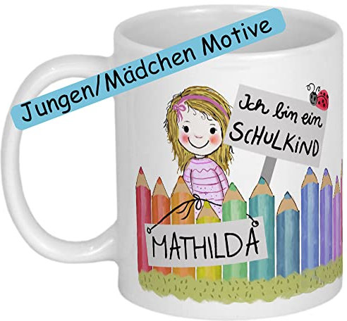 My Sweetheart® Einschulung Geschenk Schulkind Tasse mit Namen Geschenkideen Schulanfang personalisierte Tassen mit Spruch Junge Einschulungsgeschenk Mädchen