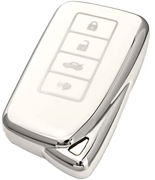 OFFCURVE für Lexus Schlüsselanhänger Abdeckung, Weiche TPU Vollgarage Auto Zubehör Fernbedienung Schlüssel Schutz Kompatibel mit Lexus RX ES GS LS NX GX LX RC LC Smart Key Holder, Weiß