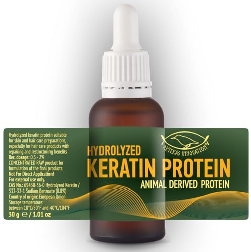 Artekas Innovation Hydrolysiertes Keratin-Protein, flüssig, kosmetische Qualität, für hausgemachte Haut-, Haar- und Nagelprodukte, 30 g