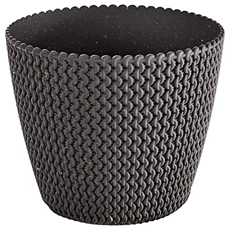 Prosperplast Blumentopf, Anthrazit, umweltfreundlich, ohne Behälter, Kollektion SPLOFY Eco Wood 15,7 cm x 15,7 cm x 13,2 cm, Fassungsvermögen 1,7 l.