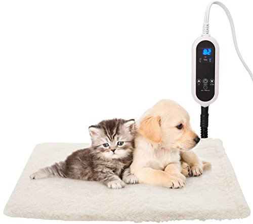 Heizkissen für Haustiere, 6 verstellbare Heizohrpolster für Hunde und Katzen mit Timer/waschbarer Bezug, Heizmatte für Haustiere im Innenbereich für Katzen u