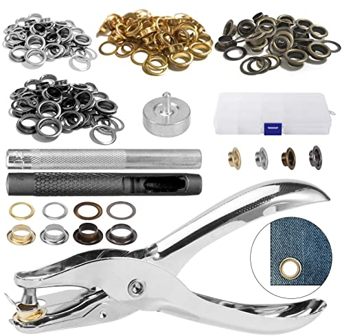 363-teiliges Ösenstanzer-Set, Handösen-Werkzeug-Set, Lochstanzzange mit Aufbewahrungsbox, Ösen-Set für Gürtel, Stoff, Sättel, Halsbänder, Leinwand, Zelte und Bastelarbeiten