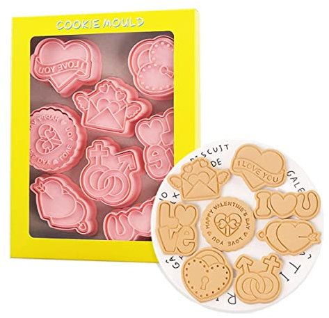 8 Stück Valentinstag Keksformen Zum Backen I Love You Cookie Press Plätzchenform Set Küchenwerkzeuge Kunststoff Keksstempel (Valentinstag A)