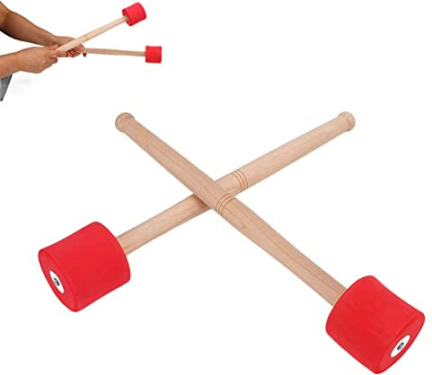 Bass Foam Drum Mallet, 2PCS Anti-Rutsch Drum Mallet Oak Handle EVA Foam Head Percussion Drum Sticks(Rot)
