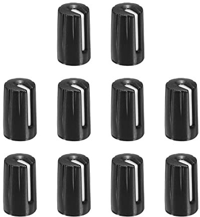 sourcing map Potentiometer Control Knob ABS Guitar Knob for 6mm D Type Shaft Electric Guitar Power Amplifiers Stereos,Bass Volume Tone 270 Degrees Rotary Knob Black White 10PCS