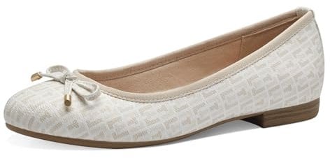 MARCO TOZZI Damen Ballerinas mit Schleife Vegan, Beige (Ivory Comb), 41 EU