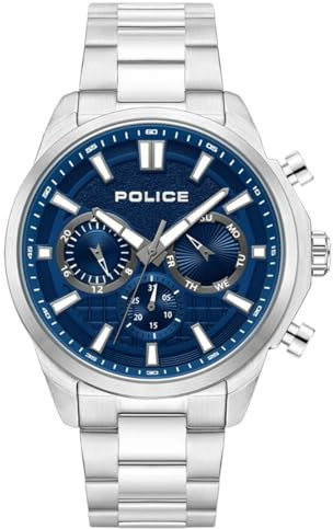 Police Herren Analog Quarz Uhr mit Edelstahl Armband PEW00210