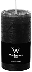 Wiedemann Kerzen Rustic Stumpenkerze 100 x Ø 68 mm (H x Ø), Farbe Schwarz, mit Abbrandschutz, durchgefärbte Stumpenkerzen in rustikaler Optik, geeignet für Deko, Party, Event, Hochzeit, Adventskranz