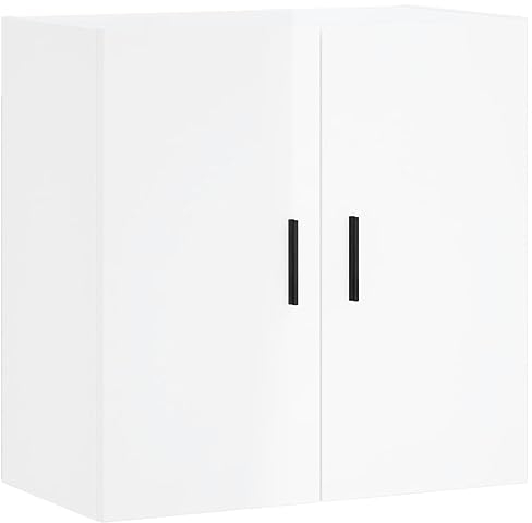 vidaXL Wandschrank, Hängeschrank mit viel Stauraum, Wandmontage Badschrank Medizinschrank, Aufbewahrungsschrank für Wohnzimmer, Hochglanz Weiß Holzwerkstoff