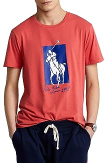POLO RALPH LAUREN Red Big Polo Pony Cursive Logo T-Shirt 1967 (Größe XL), Rot, Weiß, Blau, Pony, XL