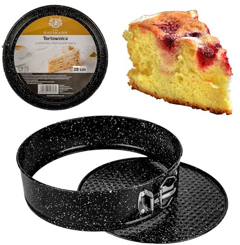 KARL HAUSMANN Tortiera Apribile - Ø 28 cm - Nero Teglia torta in Acciaio Carbon Steel - Rivestito in Antiaderente - Tonda Tortiera a Cerniera - Stampo Cheesecake - Tortiere per Dolci - Marmo Nero