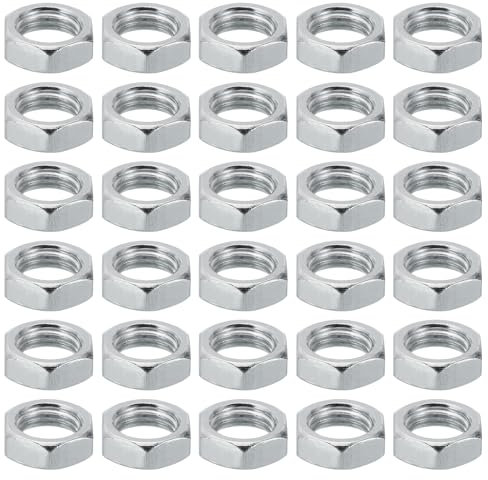 PATIKIL M14x1.5 Acero Hexagonales Tuercas, 30 Paquete Métrica Rosca Galvanizado Acabado Herraje Tuercas Tornillo Perno Sujetadores para Lámparas Maquinaria Reparación 7mm Altura