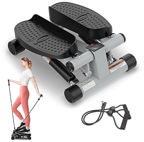 Niceday Mini stepper per la casa | Up-Down Stepper con Power Ropes | Home Trainer con display LCD | 2 in 1 dispositivo di allenamento fino a 100 kg | Allenatore per gambe e braccia, Home Fitness