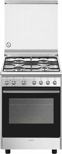 Smeg CX61GMPZ - Cucina a gas con forno a gas, 60x60 cm, Inox, Classe energetica A