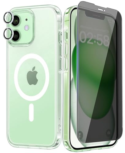 Astter Privacy Case for iPhone 11,Magnetic Mag Safe Clear Case Anti Spy Screen Protector+Camera Lens Protector 360 Degree Case for iphone 11 case and screen protector MagSafe