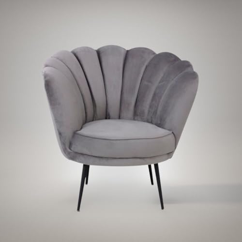 Fauteuil Coquille avec revêtement en Velours Gris - Orel