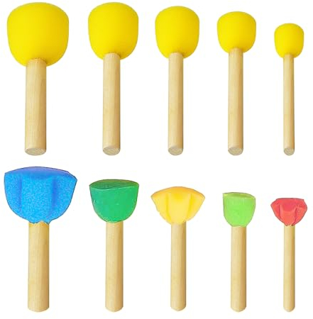 Lot de 10 Pinceaux Éponge pour Peinture Créative et Graffitis pour Enfants