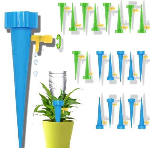 WTZWYFWJ Kit De Goutte a Goutte Bouteille, 20 Pièces Cône Arrosage Automatique avec Vannes Réglable, Irrigation Systeme Plante pour Jardin Intérieur Extérieu und Vacances