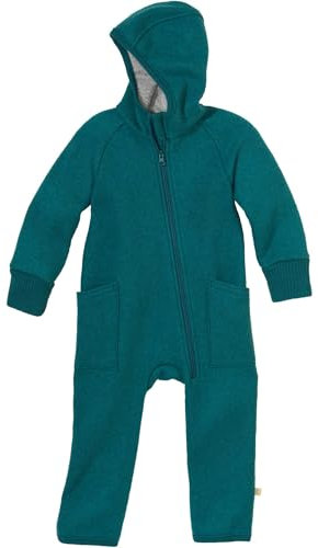 Disana ZIPP-OVERALL Baby & Kinder - 100% Bio-Merino, Wollwalk – atmungsaktiv & angenehm wärmend - unisex Gr. 50 – 116 – nachhaltig & fair – mit Reißverschluss - made in Germany | Pacific Gr. 98-104