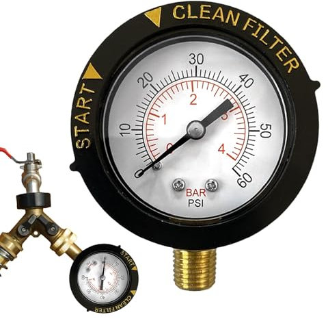 Manómetro Del Filtro De La Piscina - Manómetro Del Filtro De Piscina 0-60 PSI | Manómetro Del Filtro De Piscina Impermeable Con Indicador De Filtro Limpio, Manómetro De Bomba De Piscina