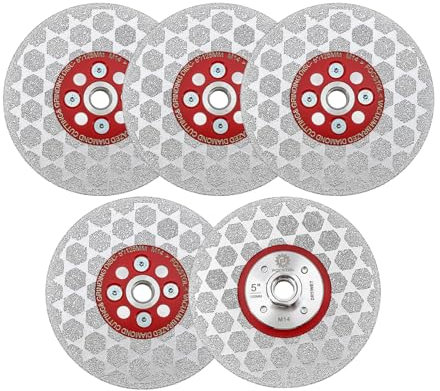 FOCSTOL Disque Diamant Carrelage 125mm - 5 pièces - Coupe Carrelage pour Porcelaine Céramique Marbre Quartz - Meuleuse d'Angle