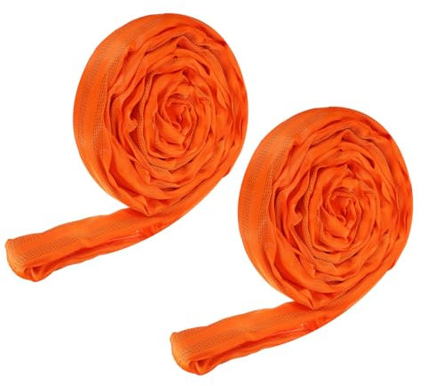 PATIKIL Lifting Straps for Hoist, 236 Inch 2 Pcs Round Slings Polyester Rigging Endless Ratchet Strap Poly Lifting Slings 17636 lbs Vertical Capacity, Orange