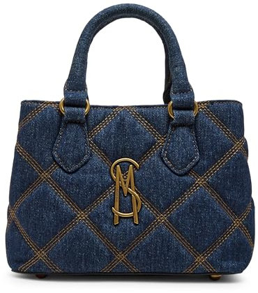 Steve Madden Damen Satchel Mickie Mini Topstitch Umhängetasche, Blau