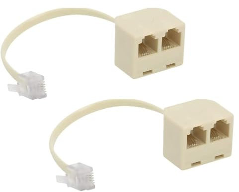 Wonvify Adaptateurs de Câble Téléphonique avec Répartiteur de Prise RJ11 6P4C, Convient pour Téléphone et Fax, Cable RJ11 Adaptateur Telephone Fixe pour Box (Pack of 2)