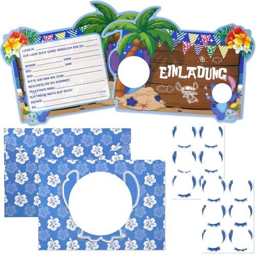 ZORTORZ Einladungskarten Kindergeburtstag,12 Deutsche Einladungskarten+12 Umschlag+12 Aufkleber,Einladungskarten Geburtstag,Einladungskarten für Junge/Mädchen,Partyeinladungen,Themenparty