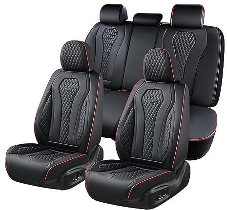 Coverado Cubierta del Asiento del automóvil, Funda de Asiento de Cuero con Soporte Lumbar, Almohadilla Protectora de Asiento Delantero y Trasero, Adecuada para la mayoría de los Camiones SUV