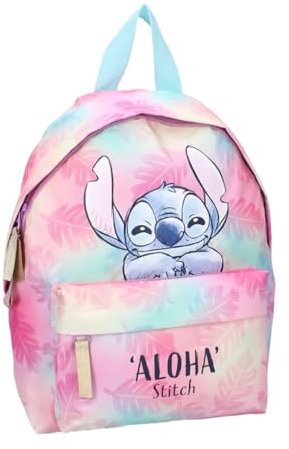mybagstory Sac à dos rose et bleu pour fille stitch – Disney - Enfant - Ecole - Maternelle - Garderie - Cartable Fille - Taille 31 cm - Bretelles réglables – Idée Cadeau