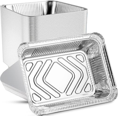 Aluminium Foil Trays with Lids 25Pcs, No2 Size Disposable Foil Containers with Extra Strong Lids, Sturdy Reusable Foil Dishes with Lids Takeaway Containers for Food Storage, Baking, Lunch, and Party