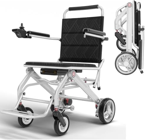 ByteTecpeak D01 Foldable Electric Wheelchair for Adults, Lightweight 14.1kg Aluminium Frame, 20km Range, 6-Speed Adjustable, Safe Electromagnetic Brake System, 150kg Capacity