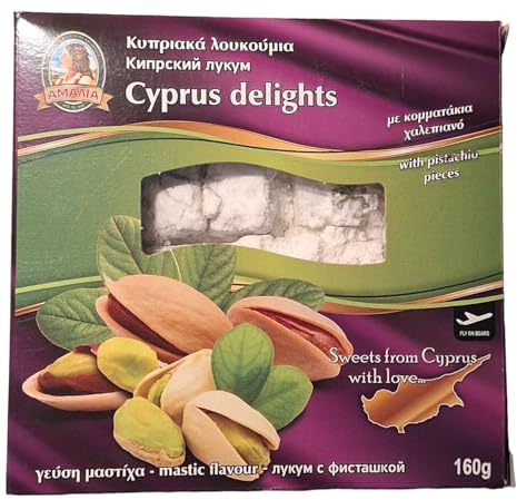 Bonbons traditionnels chypriotes/grecs Amalia Loukoumi Delight 160g - Mastic et pistache