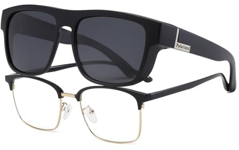 Long Keeper Polarisierte Überzieh Sonnenbrille Herren Damen Blendschutz Autofahrer Sonnenbrille Überbrille für Brillenträger Sonnenbrillen UV400 Schutz (Schwarz Silber Rahmen – Dunkelgrau Gläser)