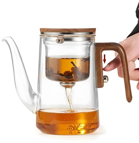 MACTANO Enchant Teekanne, magische Hexerei, verzauberte Glas-Teekanne mit langem Ausgießer, 800 ml