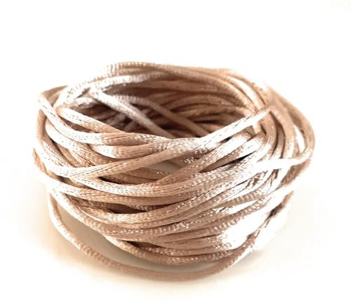 Angel Malone 10 Mtrs. X 2mm Premium Quality Kumihimo Rattail Satin Cord Jewellery Making - UK Seller (Silky Beige)
