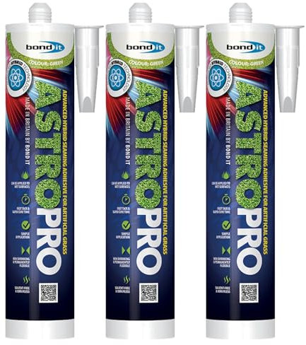 Bond It ASTRO PRO Artificial Grass Adhesive – 3x Green, 285ml | High Tack – Fast Cure | Seamless Synthetic Turf Installation | Premium Adhesive Silicone Solvent-Free – Weatherproof – & Flexible
