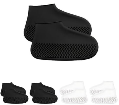 4 Pcs Schuhüberzieher Wasserdicht, Schuhüberzieher Rutschfest, Einweg/Mehrweg Latex-überschuhe mit, überzieher Schuhe für Regen,Schneetag,Wüstenstrand,Schlammige Straßen