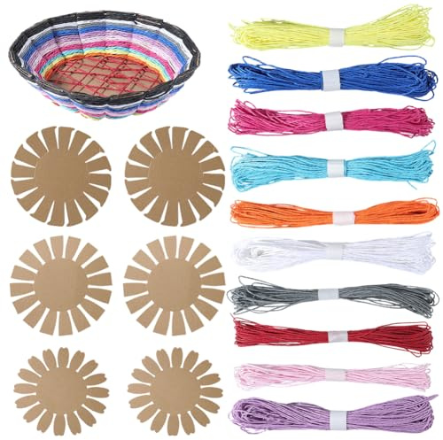 SUNNYCLUE Korbflechtset Korbherstellungsset Mit Anleitung Buntes Papierband Kleine Mini Osterschale Kreatives Weben Basteln Für Anfänger Anfänger Erwachsene DIY Handgefertigte Geschenkprojekte