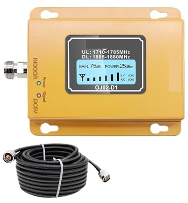 Ripetitore Di Segnale For Cellulare 1800 MHz 70 DB 2 G 4, Amplificatore Mobile GSM Band3 + Antenna Yagi/in Gomma Copertura più ampia